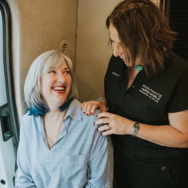 Mandy laughing with a patient